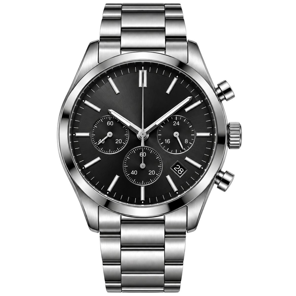 Premium Stainless Steel Chronograph Watch – Silver & Black | DRUMPERRY