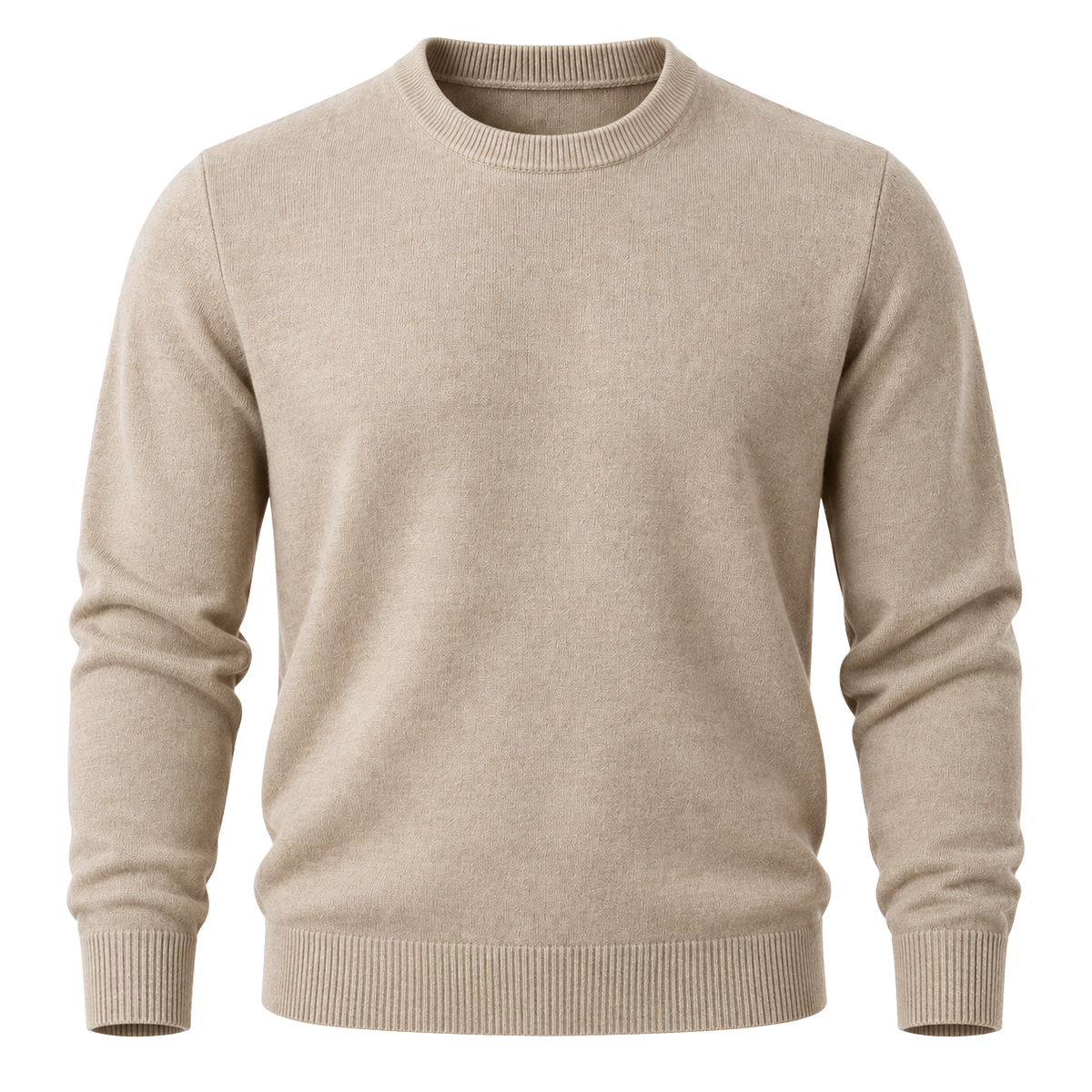 Premium Fine-Knit Crew Neck Jumper – Classic Beige | DRUMPERRY