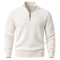 Premium Fine-Knit Quarter-Zip Jumper – Ivory White | DRUMPERRY