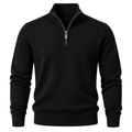 Premium Fine-Knit Quarter-Zip Jumper – Classic Black | DRUMPERRY