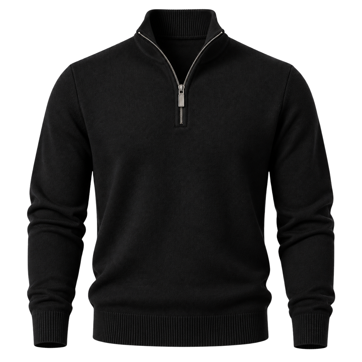 Premium Fine-Knit Quarter-Zip Jumper – Classic Black | DRUMPERRY